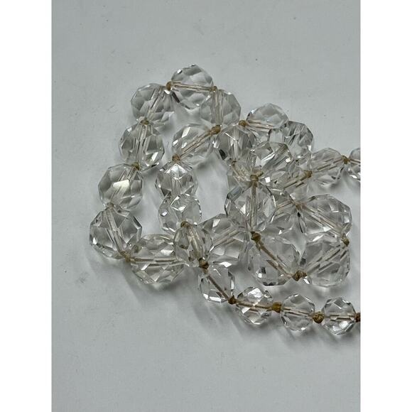 Faceted Rock Crystal Graduated Vintage Gold Filled Clasp Single Strand Necklace - Picture 13 of 16